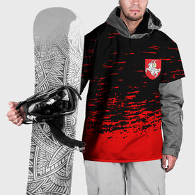 Накидка на куртку 3D с принтом Герб Белоруссии краски красные в Петрозаводске, 100% полиэстер |  | 