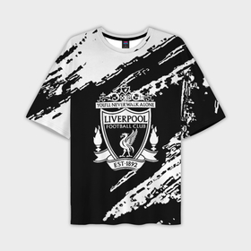 Мужская футболка oversize 3D с принтом Liverpool белые краски текстура в Екатеринбурге,  |  | Тематика изображения на принте: 