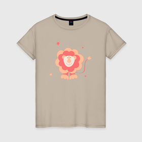 Женская футболка хлопок с принтом Львенок Лео , 100% хлопок | прямой крой, круглый вырез горловины, длина до линии бедер, слегка спущенное плечо | 
