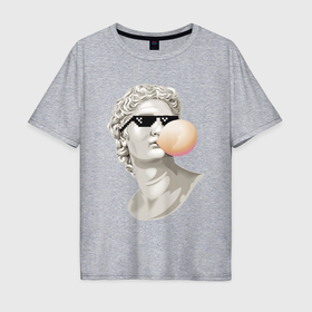 Мужская футболка хлопок Oversize с принтом Статуя Давида жвачка очки в Белгороде, 100% хлопок | свободный крой, круглый ворот, “спинка” длиннее передней части | 