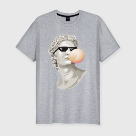 Мужская футболка хлопок Slim с принтом Статуя Давида жвачка очки в Белгороде, 92% хлопок, 8% лайкра | приталенный силуэт, круглый вырез ворота, длина до линии бедра, короткий рукав | 