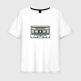 Мужская футболка хлопок Oversize с принтом Магнитофонная кассета олдскул в Кировске, 100% хлопок | свободный крой, круглый ворот, “спинка” длиннее передней части | 
