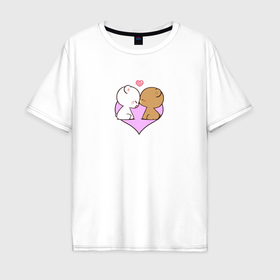 Мужская футболка хлопок Oversize с принтом Теплые сердца в Курске, 100% хлопок | свободный крой, круглый ворот, “спинка” длиннее передней части | 