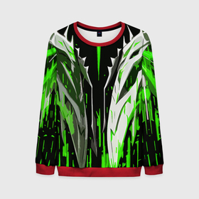 Мужской свитшот 3D с принтом Металл и зелёные линии в городе Новоалтайск, 100% полиэстер с мягким внутренним слоем | круглый вырез горловины, мягкая резинка на манжетах и поясе, свободная посадка по фигуре | 