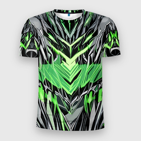 Мужская футболка 3D Slim с принтом Камень и зелёная энергия в Санкт-Петербурге, 100% полиэстер с улучшенными характеристиками | приталенный силуэт, круглая горловина, широкие плечи, сужается к линии бедра | Тематика изображения на принте: 
