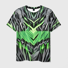 Мужская футболка 3D с принтом Камень и зелёная энергия в Санкт-Петербурге, 100% полиэфир | прямой крой, круглый вырез горловины, длина до линии бедер | Тематика изображения на принте: 