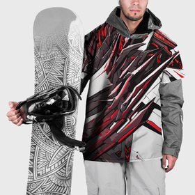 Накидка на куртку 3D с принтом Белый и красный агрессивный металл в Тюмени, 100% полиэстер |  | 