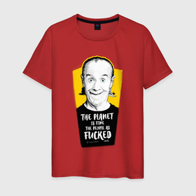 Мужская футболка хлопок с принтом Georg Carlin в Новосибирске, 100% хлопок | прямой крой, круглый вырез горловины, длина до линии бедер, слегка спущенное плечо. | Тематика изображения на принте: 