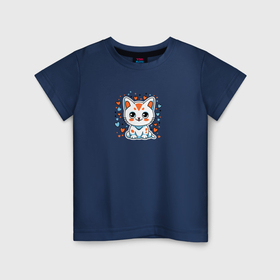 Детская футболка хлопок с принтом Котенок малыш в Санкт-Петербурге, 100% хлопок | круглый вырез горловины, полуприлегающий силуэт, длина до линии бедер | 
