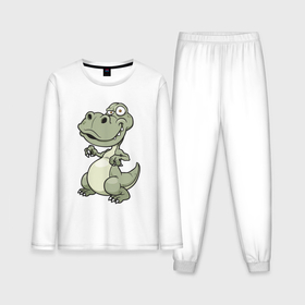 Мужская пижама с лонгсливом хлопок с принтом Забавный крокодильчик в Петрозаводске,  |  | 