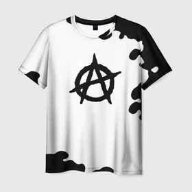 Мужская футболка 3D с принтом Анархия краски чёрные в Курске, 100% полиэфир | прямой крой, круглый вырез горловины, длина до линии бедер | 