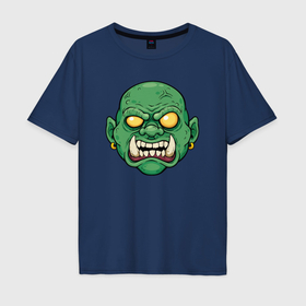 Мужская футболка хлопок Oversize с принтом Зелёный зомбак , 100% хлопок | свободный крой, круглый ворот, “спинка” длиннее передней части | 