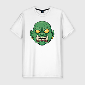 Мужская футболка хлопок Slim с принтом Зелёный зомбак , 92% хлопок, 8% лайкра | приталенный силуэт, круглый вырез ворота, длина до линии бедра, короткий рукав | 