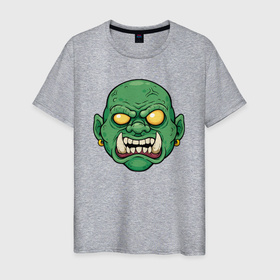 Мужская футболка хлопок с принтом Зелёный зомбак , 100% хлопок | прямой крой, круглый вырез горловины, длина до линии бедер, слегка спущенное плечо. | 