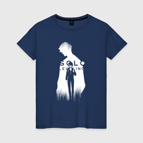 Женская футболка хлопок с принтом Sung JinWoo Shadow в Тюмени, 100% хлопок | прямой крой, круглый вырез горловины, длина до линии бедер, слегка спущенное плечо | 