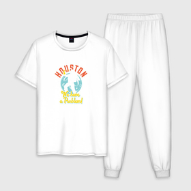 Мужская пижама хлопок с принтом Хьюстон в Курске, 100% хлопок | брюки и футболка прямого кроя, без карманов, на брюках мягкая резинка на поясе и по низу штанин
 | 