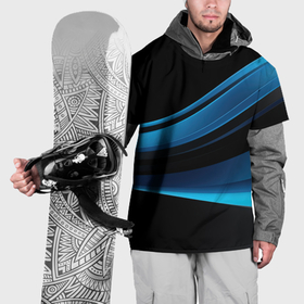 Накидка на куртку 3D с принтом Черная и синяя геометрическая абстракция в Новосибирске, 100% полиэстер |  | 