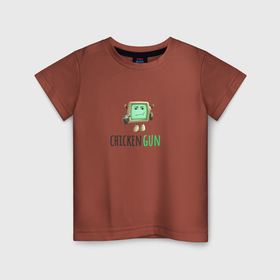 Детская футболка хлопок с принтом Чикен ган робот роблокс в Курске, 100% хлопок | круглый вырез горловины, полуприлегающий силуэт, длина до линии бедер | Тематика изображения на принте: 