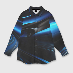 Мужская рубашка oversize 3D с принтом Черная и синяя геометрическая  абстракция ,  |  | Тематика изображения на принте: 