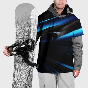 Накидка на куртку 3D с принтом Черная и синяя геометрическая  абстракция в Новосибирске, 100% полиэстер |  | 