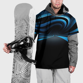 Накидка на куртку 3D с принтом Синии   волны  абстракции  на черном фоне в Санкт-Петербурге, 100% полиэстер |  | 