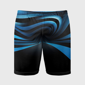 Мужские шорты спортивные с принтом Синии   волны  абстракции  на черном фоне в Санкт-Петербурге,  |  | 