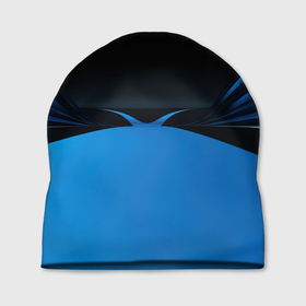 Шапка 3D с принтом Геометрическая  абстракция  черных  и  синих волн в Петрозаводске, 100% полиэстер | универсальный размер, печать по всей поверхности изделия | 