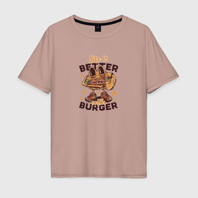 Мужская футболка хлопок Oversize с принтом Лучший бургер , 100% хлопок | свободный крой, круглый ворот, “спинка” длиннее передней части | Тематика изображения на принте: 