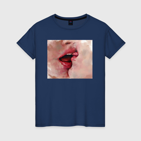 Женская футболка хлопок с принтом Красочный поцелуй в Кировске, 100% хлопок | прямой крой, круглый вырез горловины, длина до линии бедер, слегка спущенное плечо | 