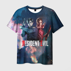 Мужская футболка 3D с принтом Resident Evil game color в Санкт-Петербурге, 100% полиэфир | прямой крой, круглый вырез горловины, длина до линии бедер | 