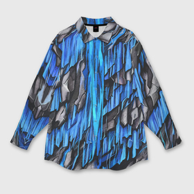 Мужская рубашка oversize 3D с принтом Камень и синяя слизь в Кировске,  |  | Тематика изображения на принте: 
