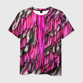 Мужская футболка 3D с принтом Камень и розовая слизь в Кировске, 100% полиэфир | прямой крой, круглый вырез горловины, длина до линии бедер | 