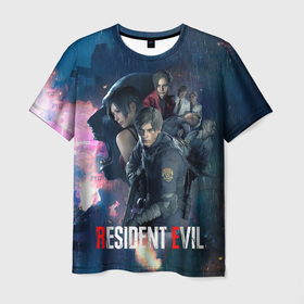Мужская футболка 3D с принтом Resident Evil game color , 100% полиэфир | прямой крой, круглый вырез горловины, длина до линии бедер | 