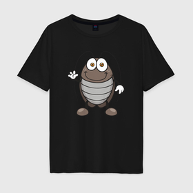 Мужская футболка хлопок Oversize с принтом Милый тараканчик в Кировске, 100% хлопок | свободный крой, круглый ворот, “спинка” длиннее передней части | 