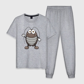 Мужская пижама хлопок с принтом Милый тараканчик в Екатеринбурге, 100% хлопок | брюки и футболка прямого кроя, без карманов, на брюках мягкая резинка на поясе и по низу штанин
 | 