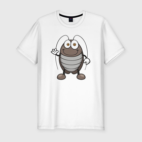 Мужская футболка хлопок Slim с принтом Милый тараканчик в Тюмени, 92% хлопок, 8% лайкра | приталенный силуэт, круглый вырез ворота, длина до линии бедра, короткий рукав | 