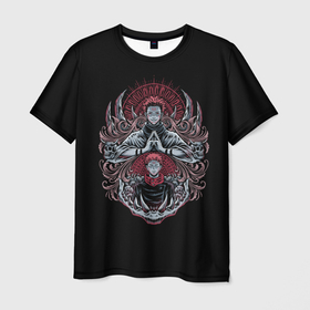 Мужская футболка 3D с принтом Магическая битва   Рёмен Сукуна , 100% полиэфир | прямой крой, круглый вырез горловины, длина до линии бедер | 