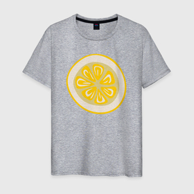 Мужская футболка хлопок с принтом Лимонная долька в Тюмени, 100% хлопок | прямой крой, круглый вырез горловины, длина до линии бедер, слегка спущенное плечо. | 