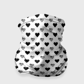 Бандана-труба 3D с принтом Черно белые сердечки в Кировске, 100% полиэстер, ткань с особыми свойствами — Activecool | плотность 150‒180 г/м2; хорошо тянется, но сохраняет форму | 