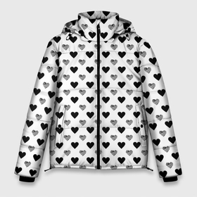 Мужская зимняя куртка 3D с принтом Черно белые сердечки в Екатеринбурге, верх — 100% полиэстер; подкладка — 100% полиэстер; утеплитель — 100% полиэстер | длина ниже бедра, свободный силуэт Оверсайз. Есть воротник-стойка, отстегивающийся капюшон и ветрозащитная планка. 

Боковые карманы с листочкой на кнопках и внутренний карман на молнии. | 