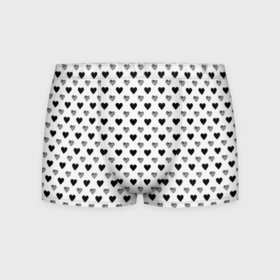 Мужские трусы 3D с принтом Черно белые сердечки в Кировске, 50% хлопок, 50% полиэстер | классическая посадка, на поясе мягкая тканевая резинка | Тематика изображения на принте: 