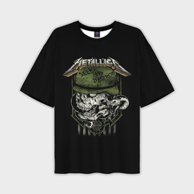Мужская футболка oversize 3D с принтом Metallica   skull в Кировске,  |  | Тематика изображения на принте: 