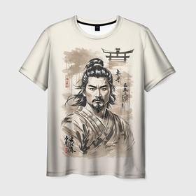 Мужская футболка 3D с принтом Vintage samurai в Екатеринбурге, 100% полиэфир | прямой крой, круглый вырез горловины, длина до линии бедер | Тематика изображения на принте: 
