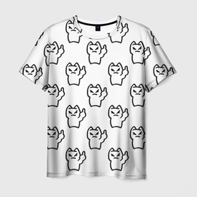 Мужская футболка 3D с принтом Fuck you cat в Курске, 100% полиэфир | прямой крой, круглый вырез горловины, длина до линии бедер | Тематика изображения на принте: 