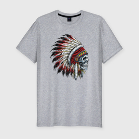 Мужская футболка хлопок Slim с принтом Dead indian в Белгороде, 92% хлопок, 8% лайкра | приталенный силуэт, круглый вырез ворота, длина до линии бедра, короткий рукав | 