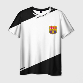 Мужская футболка 3D с принтом Barcelona краски чёрные спорт в Курске, 100% полиэфир | прямой крой, круглый вырез горловины, длина до линии бедер | 