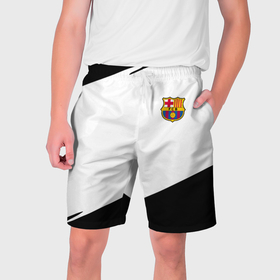 Мужские шорты 3D с принтом Barcelona краски чёрные спорт в Екатеринбурге,  полиэстер 100% | прямой крой, два кармана без застежек по бокам. Мягкая трикотажная резинка на поясе, внутри которой широкие завязки. Длина чуть выше колен | 