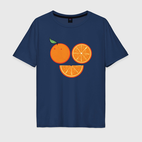 Мужская футболка хлопок Oversize с принтом Апельсинки в Белгороде, 100% хлопок | свободный крой, круглый ворот, “спинка” длиннее передней части | 