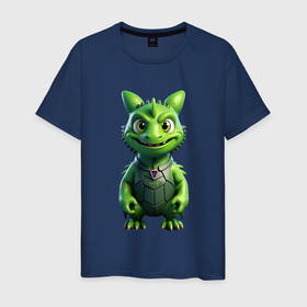 Мужская футболка хлопок с принтом Зеленый малыш дракона , 100% хлопок | прямой крой, круглый вырез горловины, длина до линии бедер, слегка спущенное плечо. | 