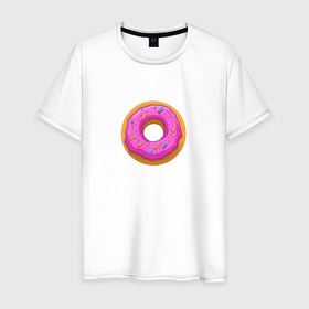 Мужская футболка хлопок с принтом Аппетитный пончик в Белгороде, 100% хлопок | прямой крой, круглый вырез горловины, длина до линии бедер, слегка спущенное плечо. | 